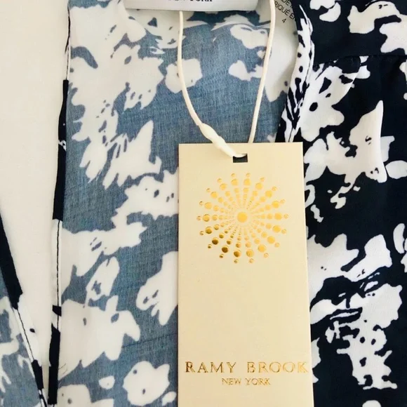 RAMY BROOK NEW YORK Navy & White Floral Sleeveless Ruffle Hem Dress – Size 4 - Picture 5 of 10